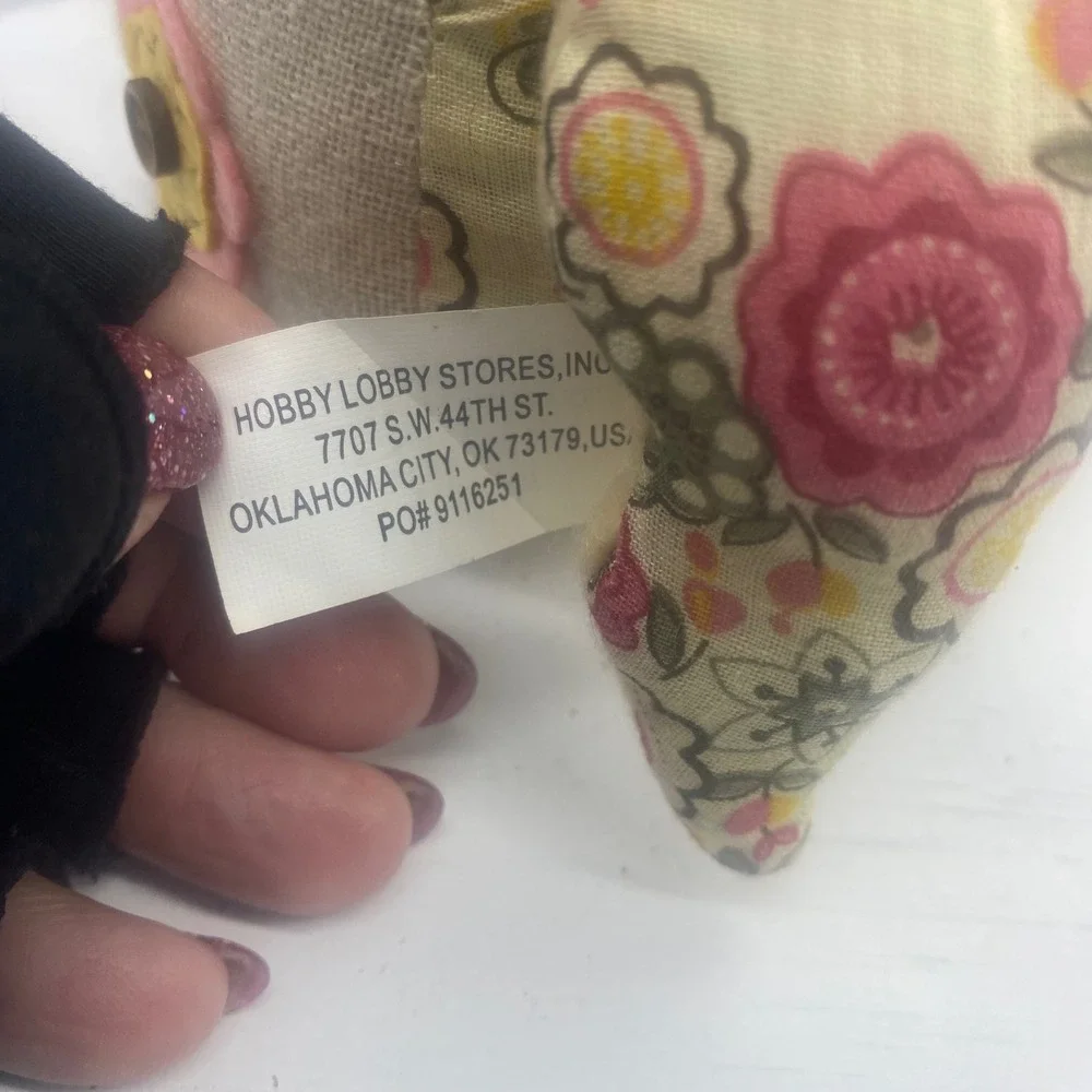 Hobby‎ Lobby Floral Owl Plush Patchwork Fabric Decor Bird Pink Yellow Green 7